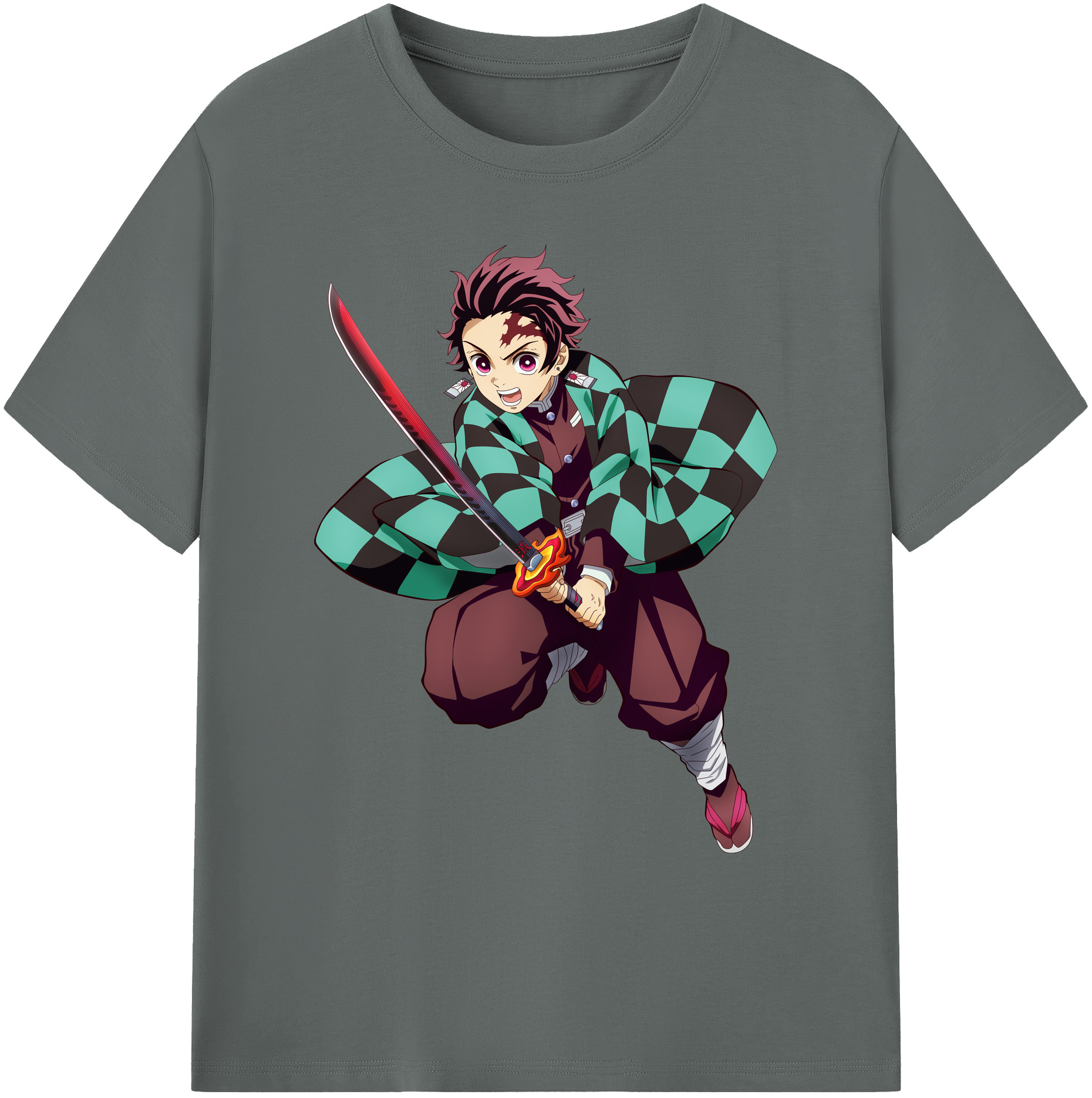（画像用） 鬼滅の刃 竈門 炭治郎／かまど たんじろう Kamado Tanjirou 綿100％ メンズ半袖Tシャツ｜肌触りやわらか＆通気性